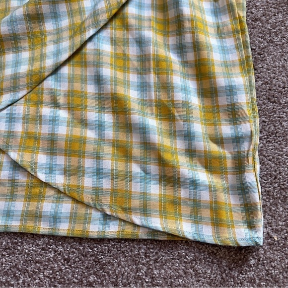 Cider Yellow White Plaid Bow Side Midi Skirt Women’s Plus Size 2X Twee Academia - Picture 9 of 16